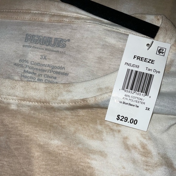 Freeze 24-7 Women’s SNOOPY DAISY TEE COLOR: Beige Tan Dye. Sz 3X - Picture 5 of 6